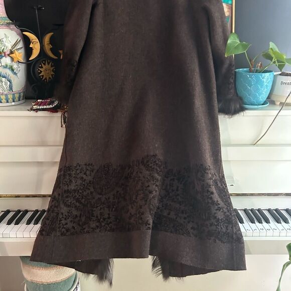 Hilary Radley Brown Trench Coat with Faux Fur Trim - Picture 6 of 16